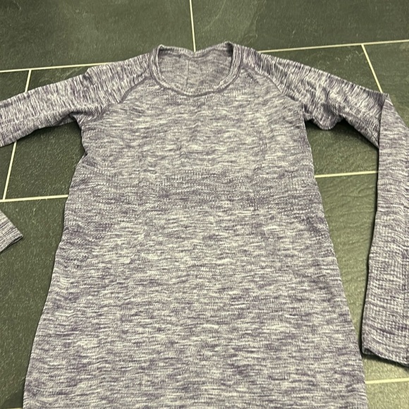 Purple with white, Lululemon long sleeve top - Picture 1 of 11